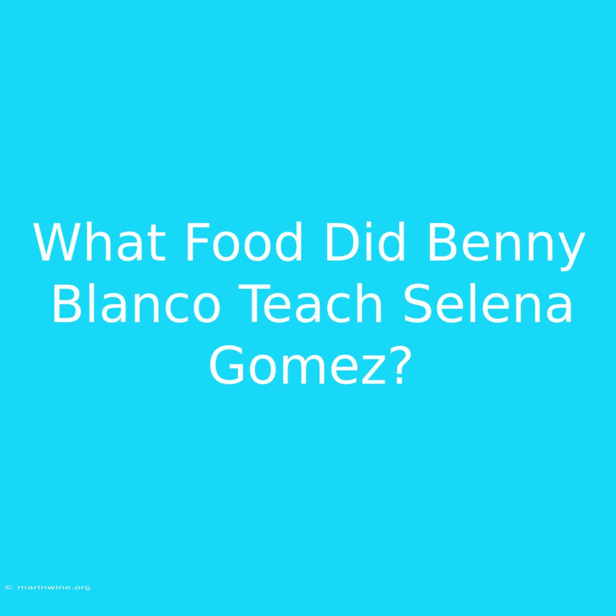 What Food Did Benny Blanco Teach Selena Gomez? 