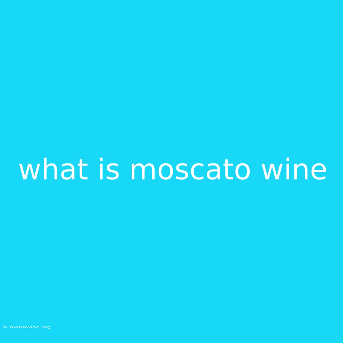 What Is Moscato Wine