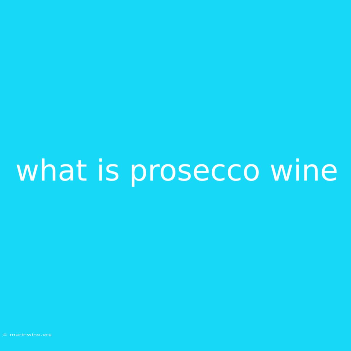 What Is Prosecco Wine