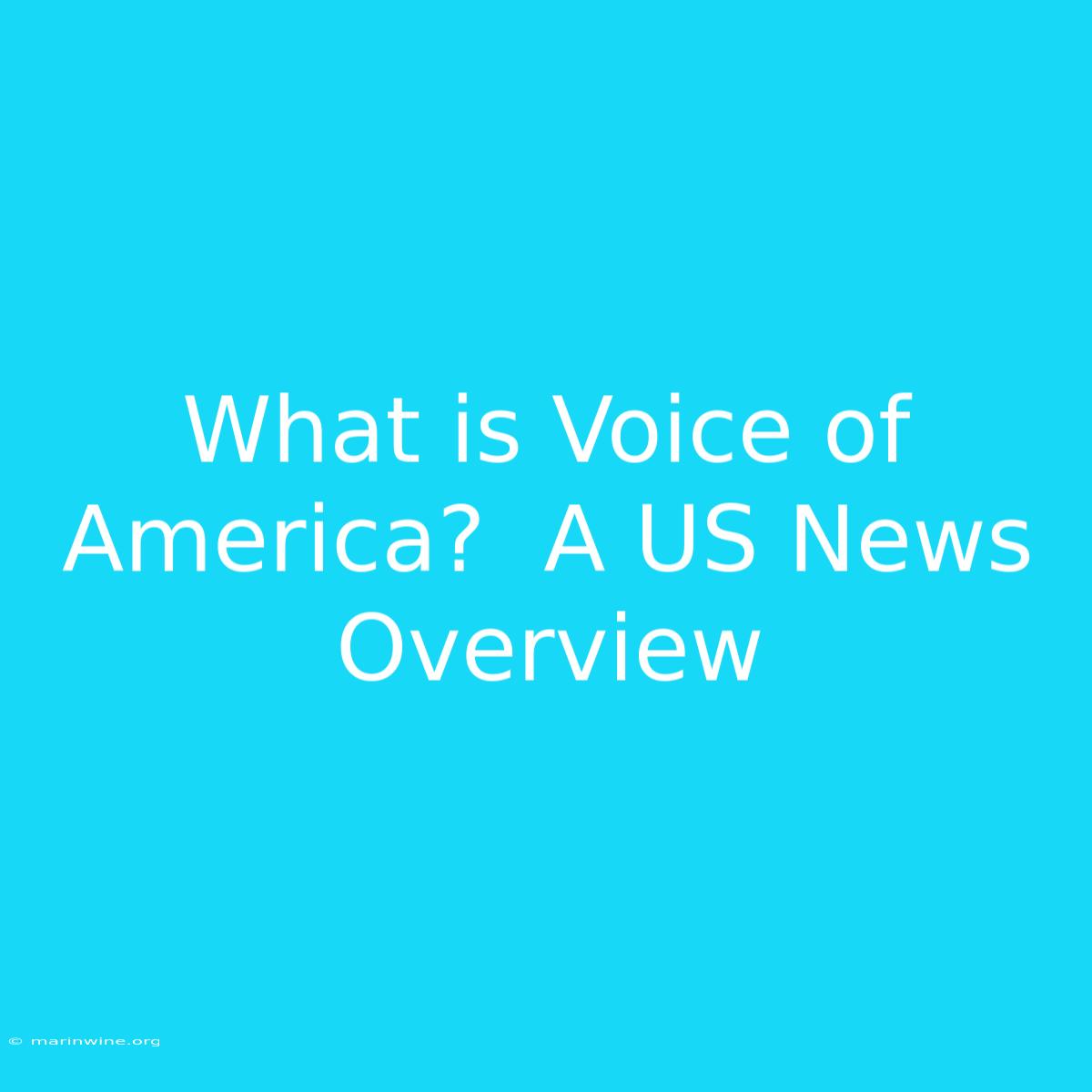 What Is Voice Of America?  A US News Overview