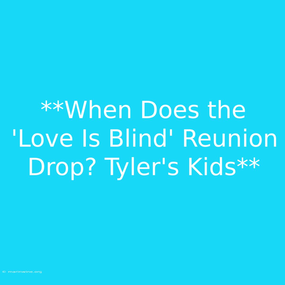 **When Does The 'Love Is Blind' Reunion Drop? Tyler's Kids** 