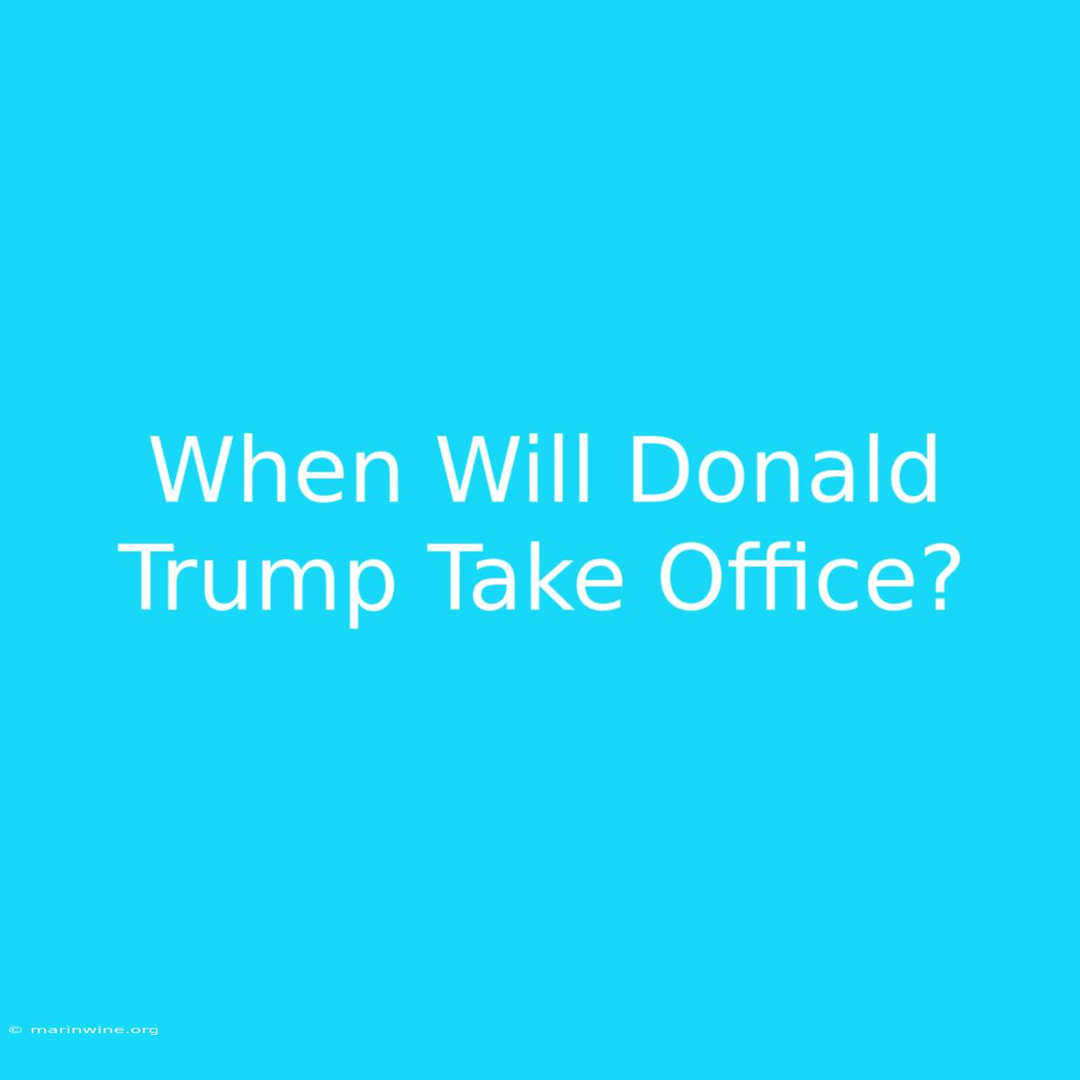 When Will Donald Trump Take Office?