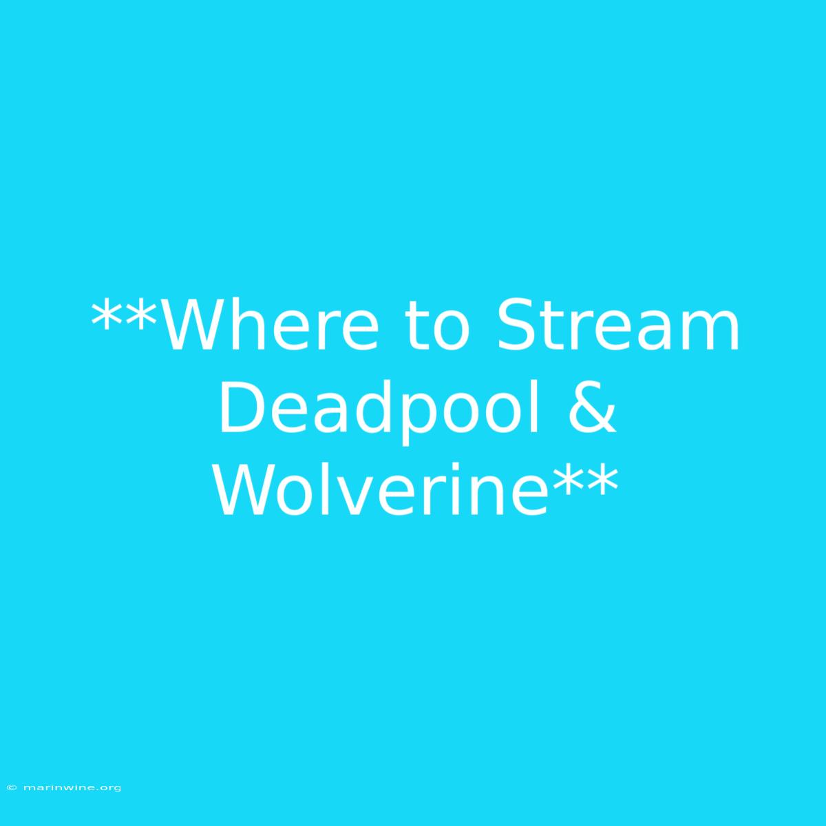 **Where To Stream Deadpool & Wolverine** 