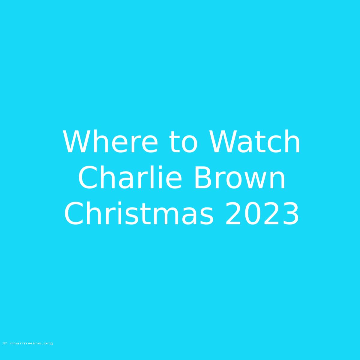 Where To Watch Charlie Brown Christmas 2023