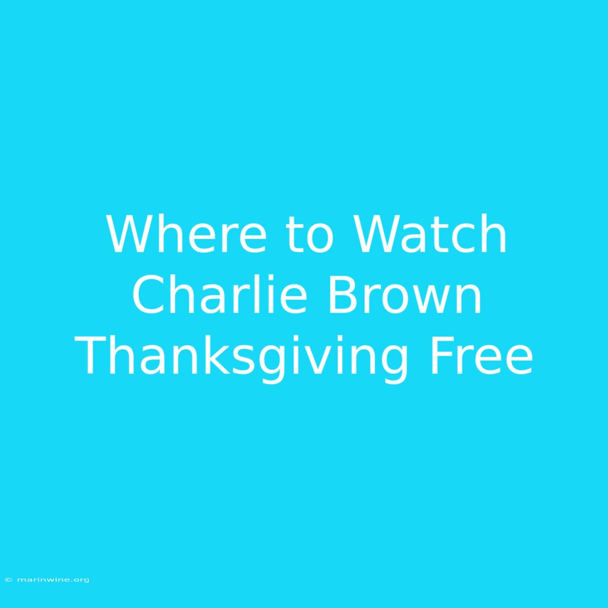 Where To Watch Charlie Brown Thanksgiving Free