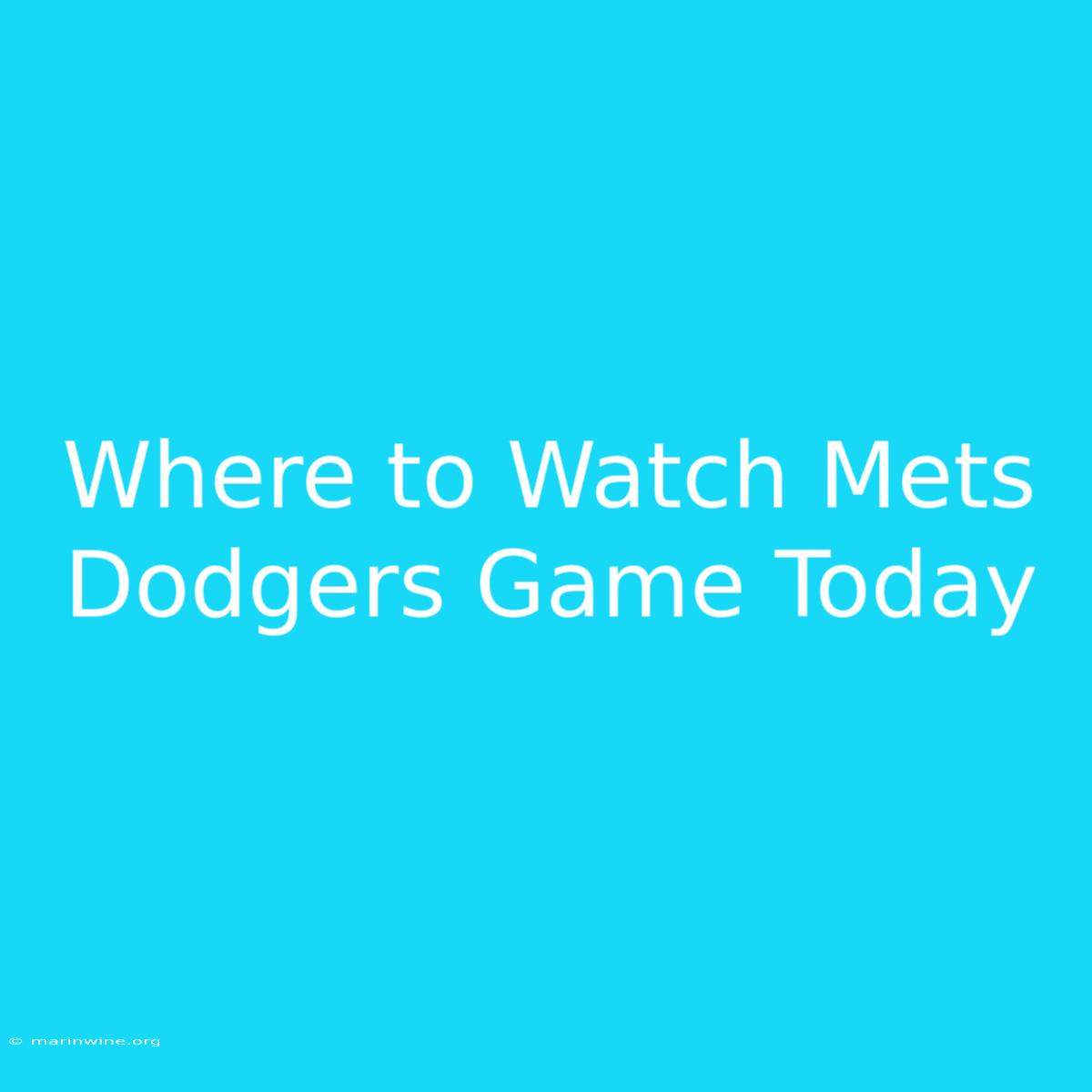 Where To Watch Mets Dodgers Game Today