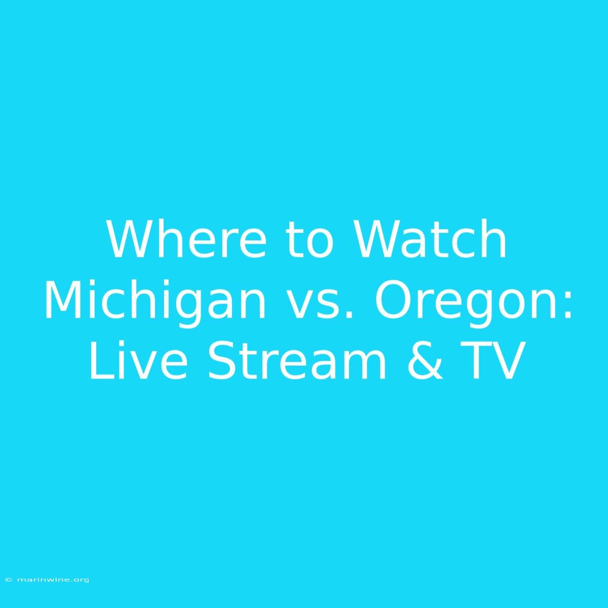 Where To Watch Michigan Vs. Oregon: Live Stream & TV