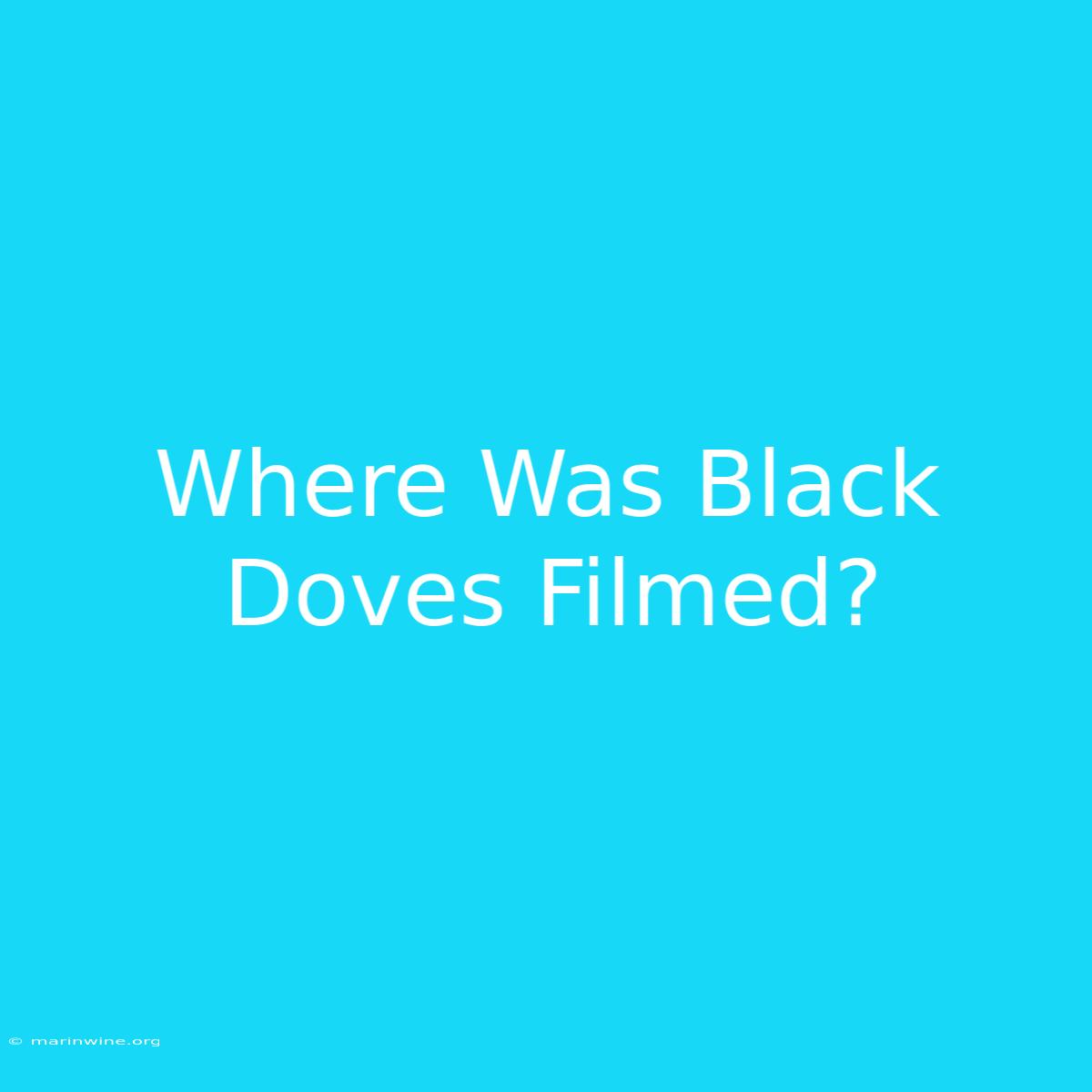 Where Was Black Doves Filmed?