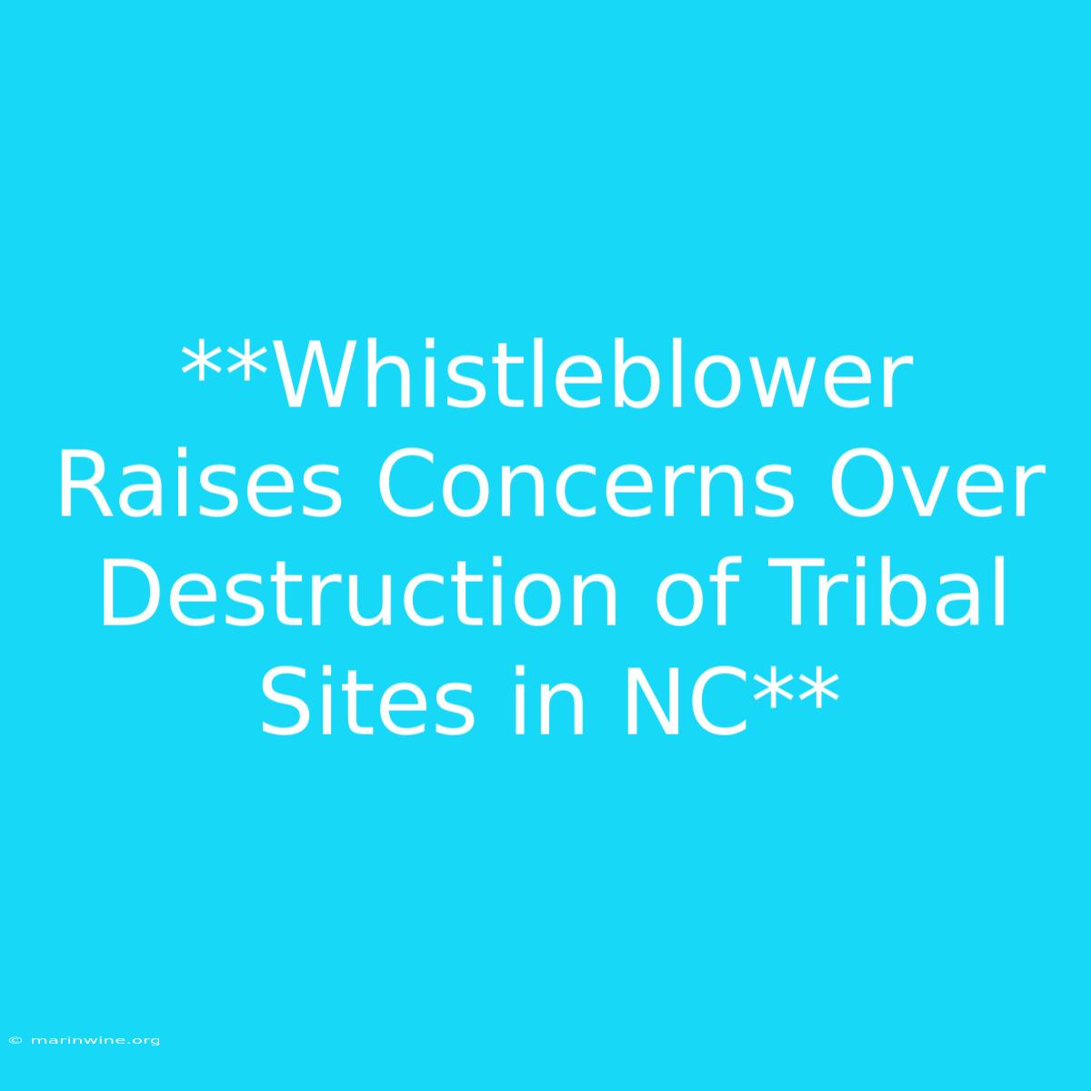 **Whistleblower Raises Concerns Over Destruction Of Tribal Sites In NC** 