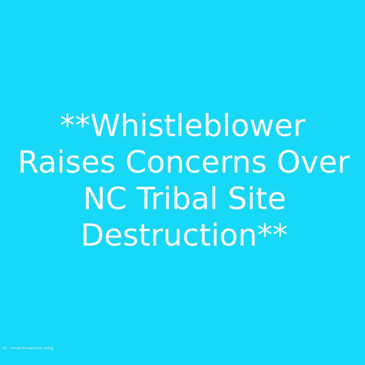 **Whistleblower Raises Concerns Over NC Tribal Site Destruction** 