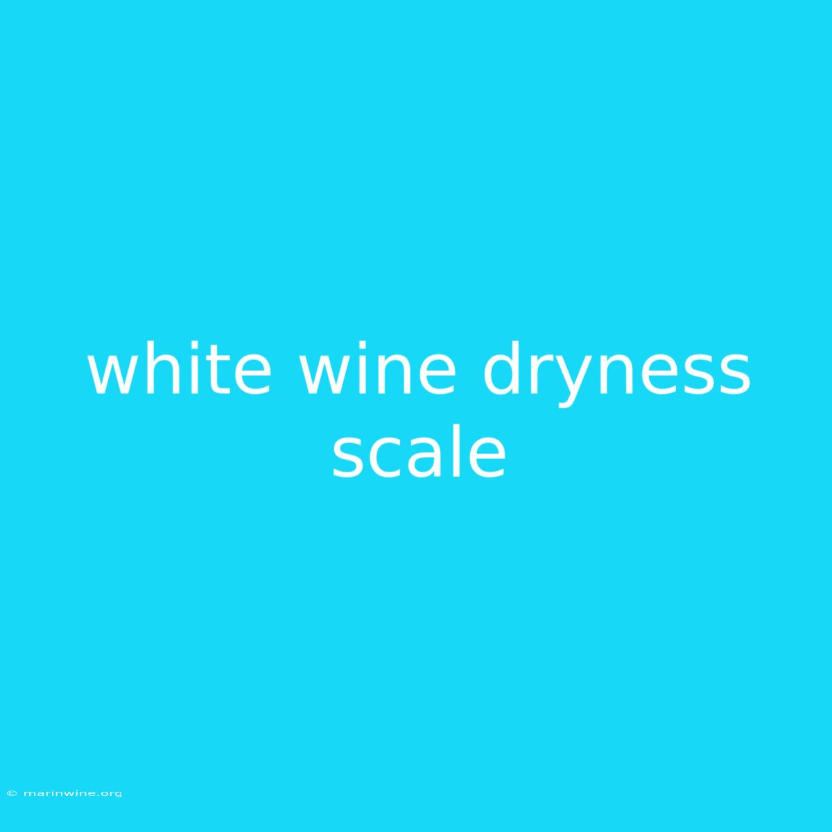 White Wine Dryness Scale