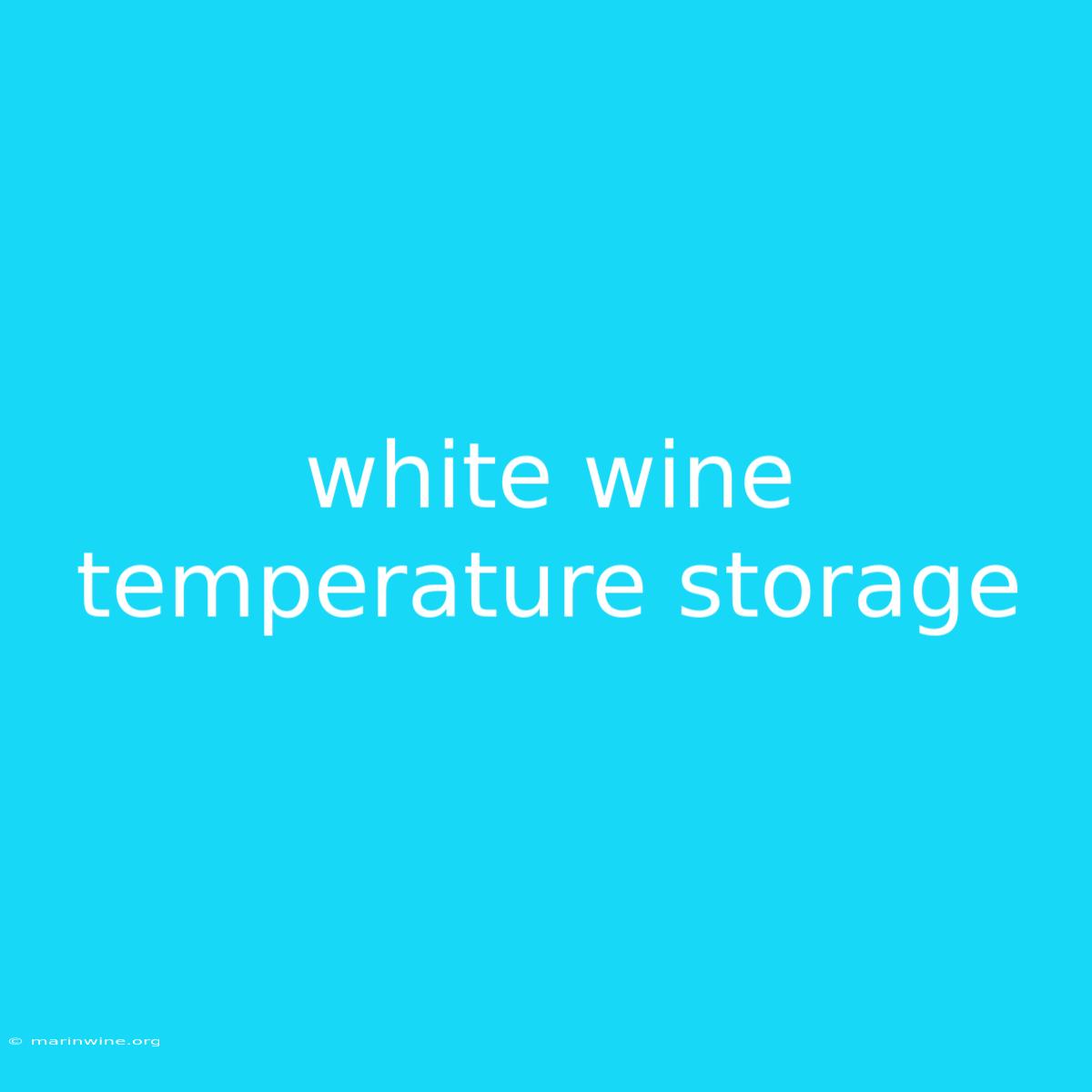 White Wine Temperature Storage