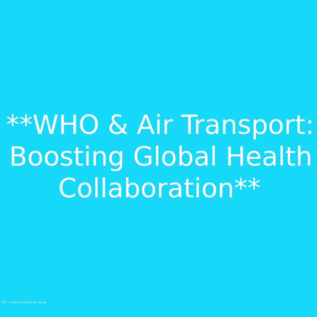 **WHO & Air Transport:  Boosting Global Health Collaboration**