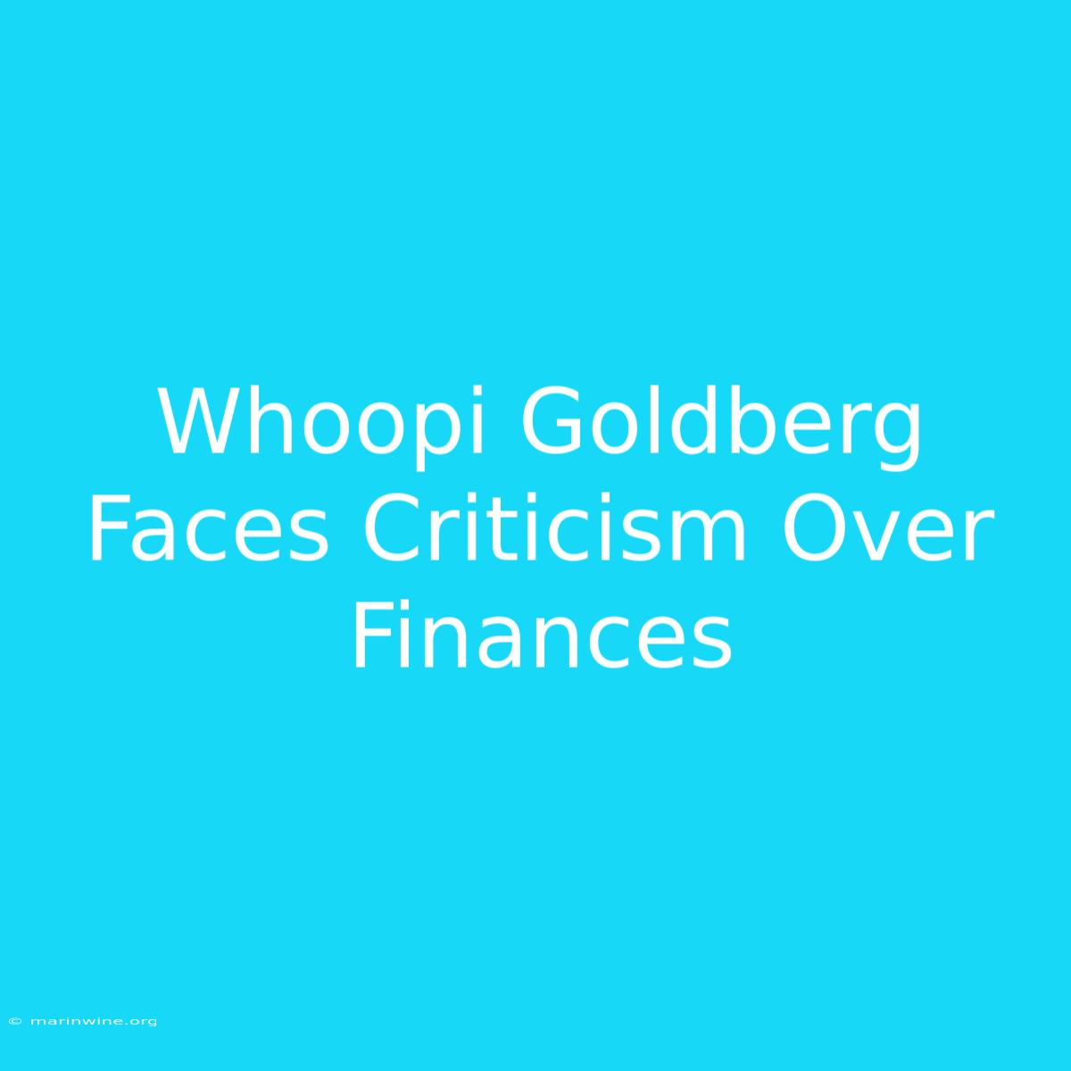 Whoopi Goldberg Faces Criticism Over Finances