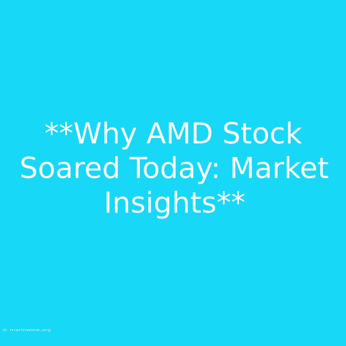 **Why AMD Stock Soared Today: Market Insights** 