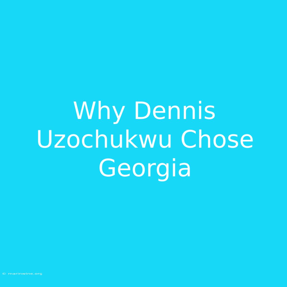 Why Dennis Uzochukwu Chose Georgia