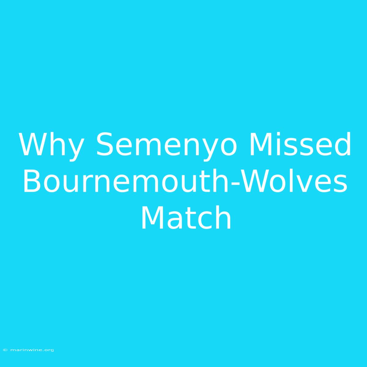 Why Semenyo Missed Bournemouth-Wolves Match