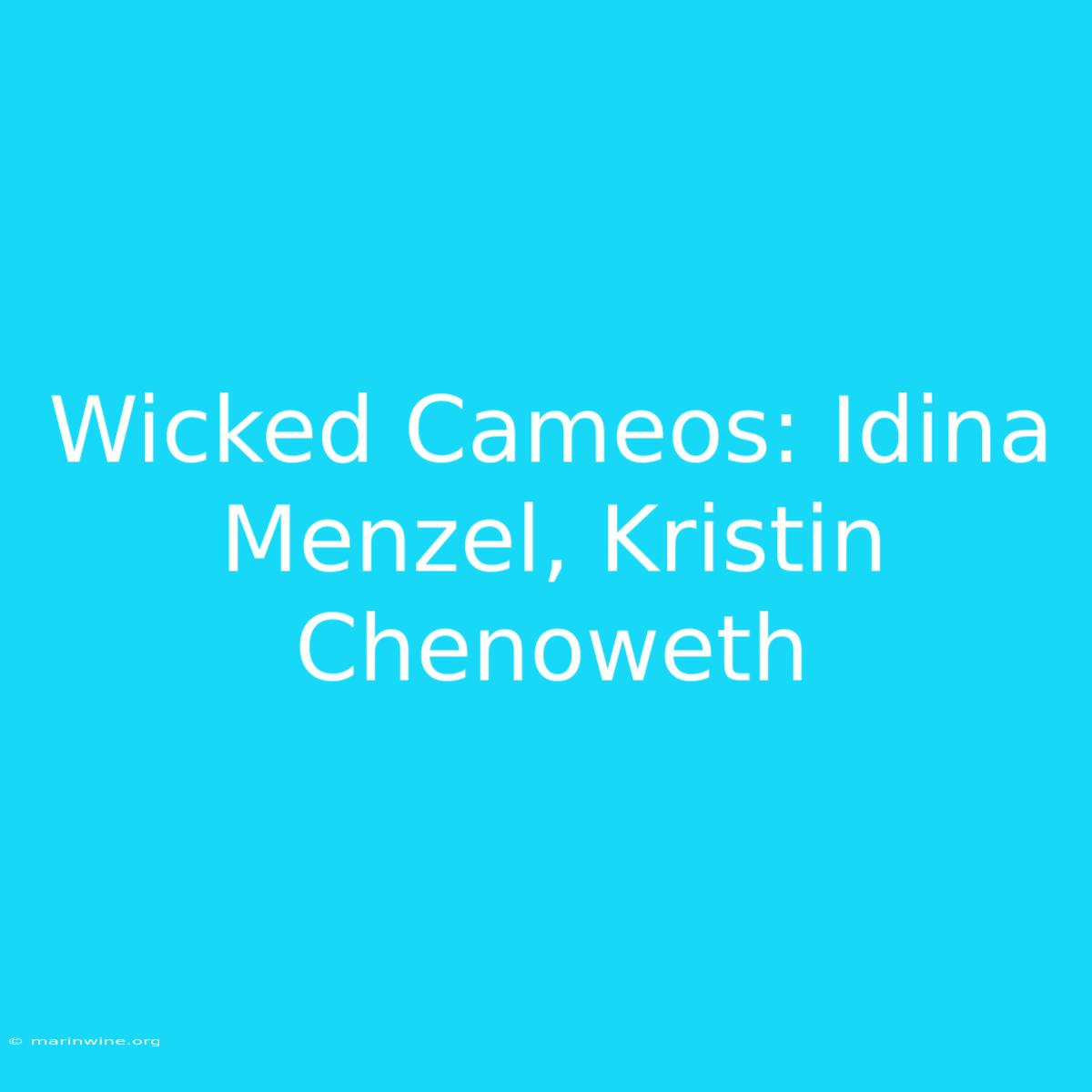 Wicked Cameos: Idina Menzel, Kristin Chenoweth