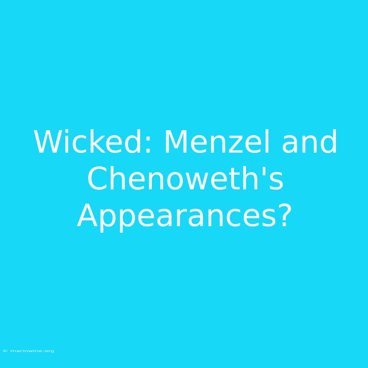 Wicked: Menzel And Chenoweth's Appearances?