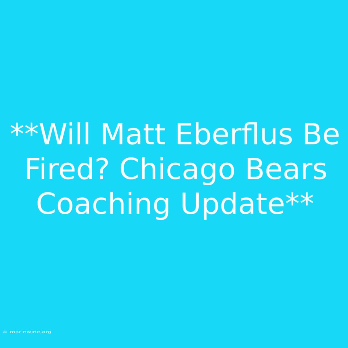 **Will Matt Eberflus Be Fired? Chicago Bears Coaching Update**