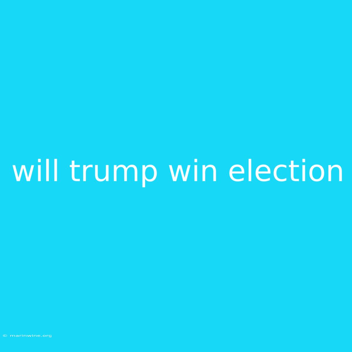 Will Trump Win Election