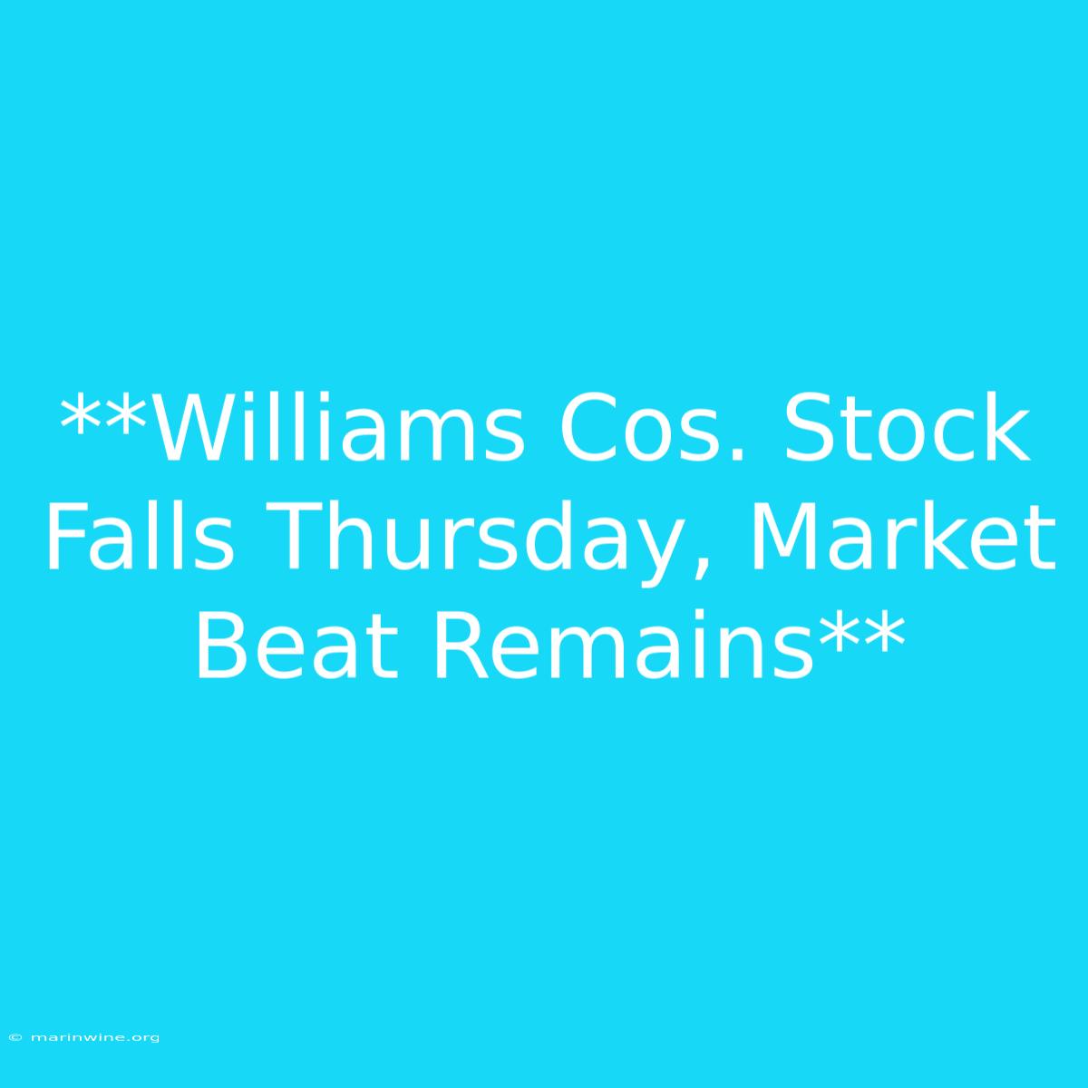 **Williams Cos. Stock Falls Thursday, Market Beat Remains** 