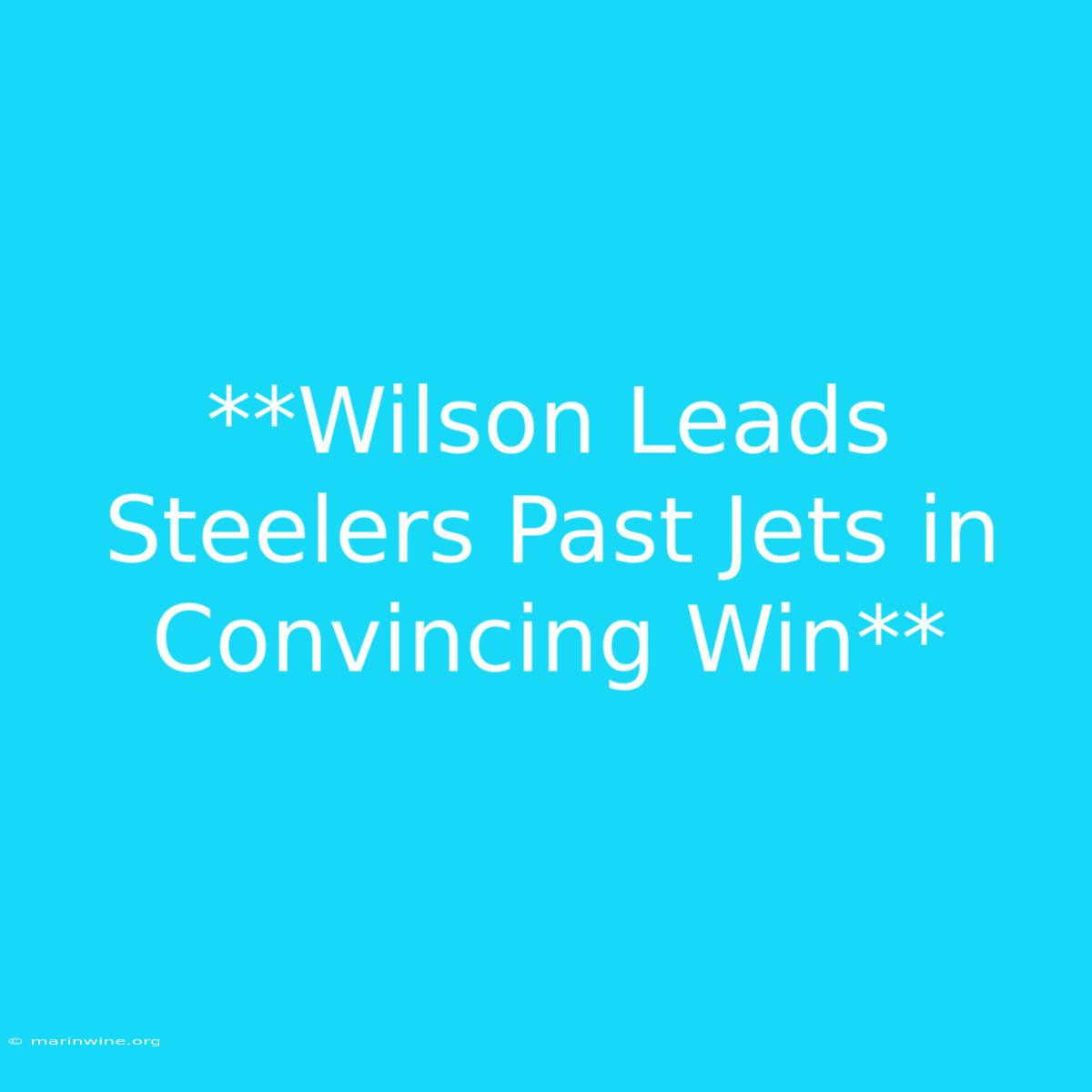 **Wilson Leads Steelers Past Jets In Convincing Win**