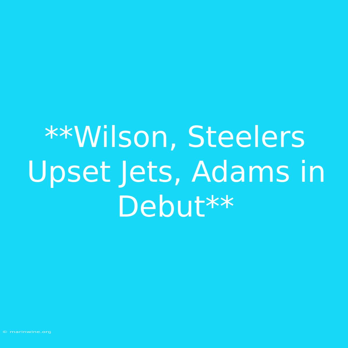 **Wilson, Steelers Upset Jets, Adams In Debut**