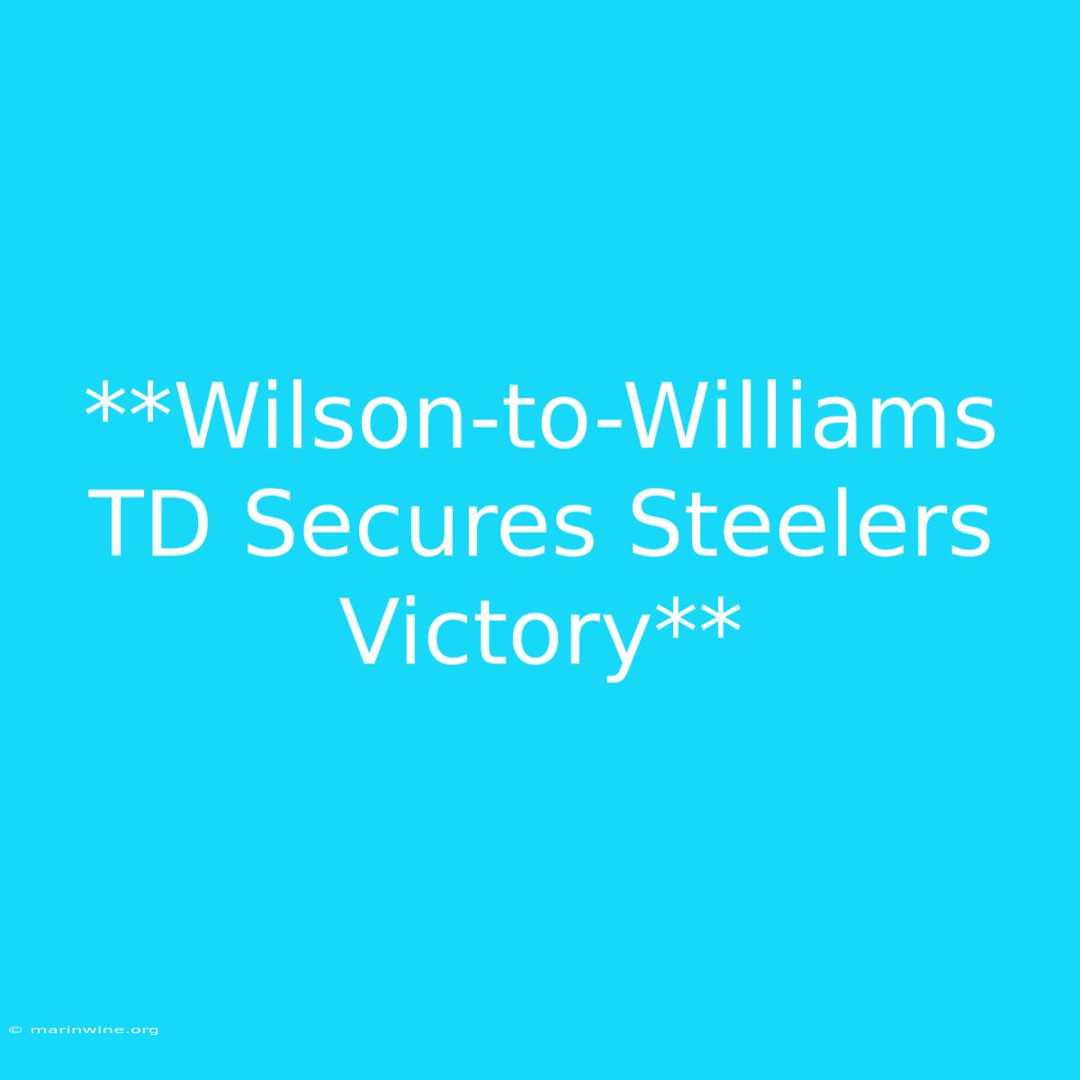 **Wilson-to-Williams TD Secures Steelers Victory** 