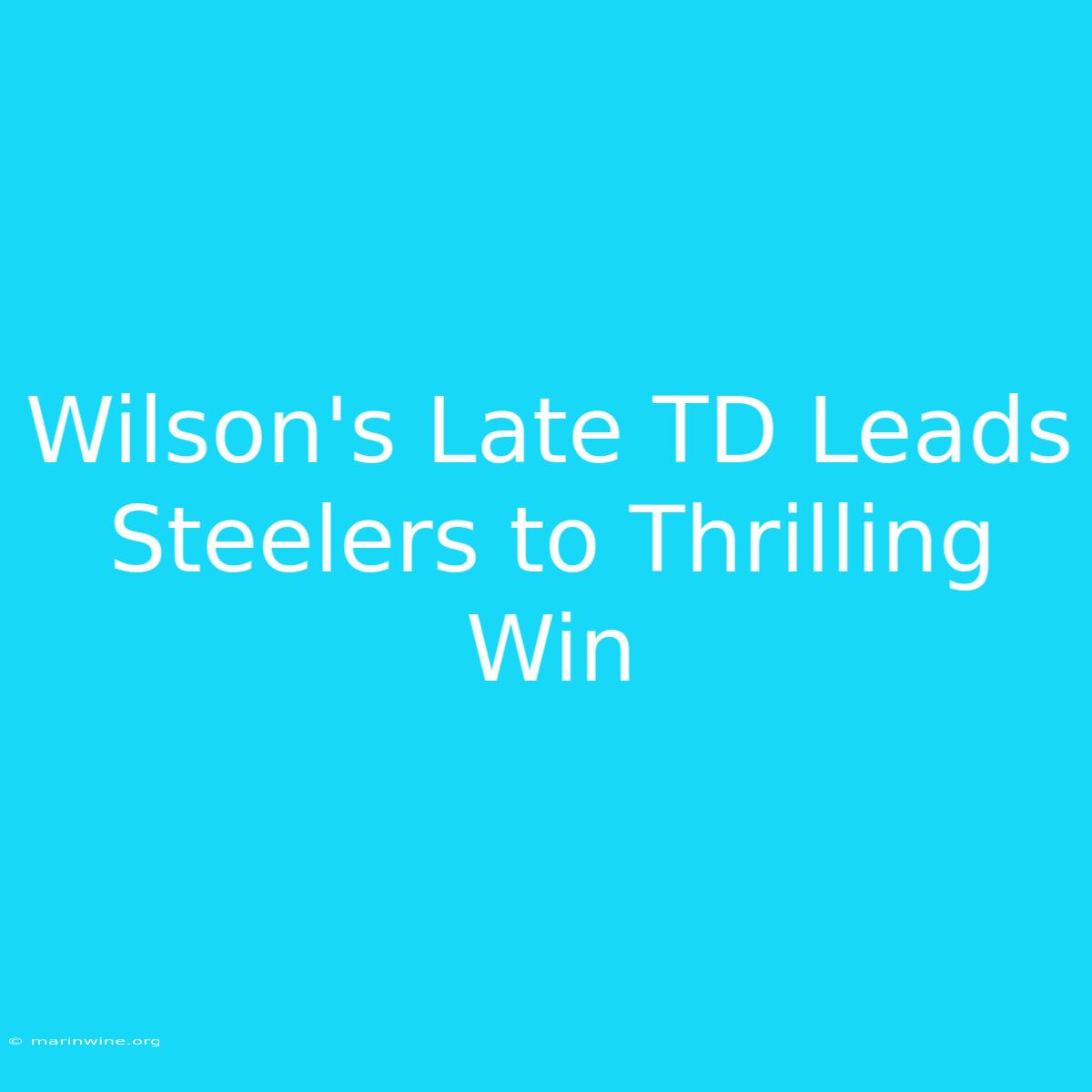 Wilson's Late TD Leads Steelers To Thrilling Win 