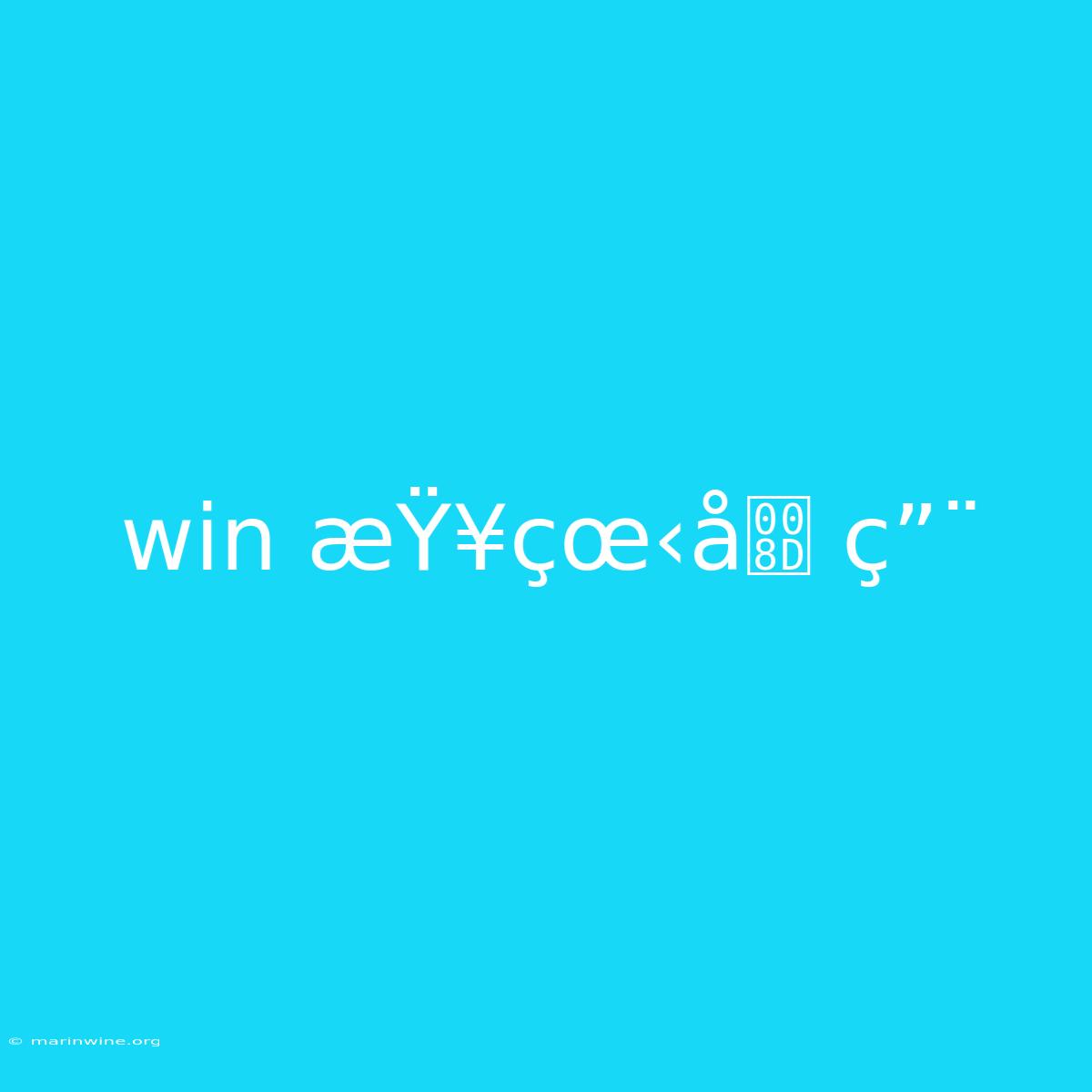 Win ÆŸ¥çœ‹å ç”¨