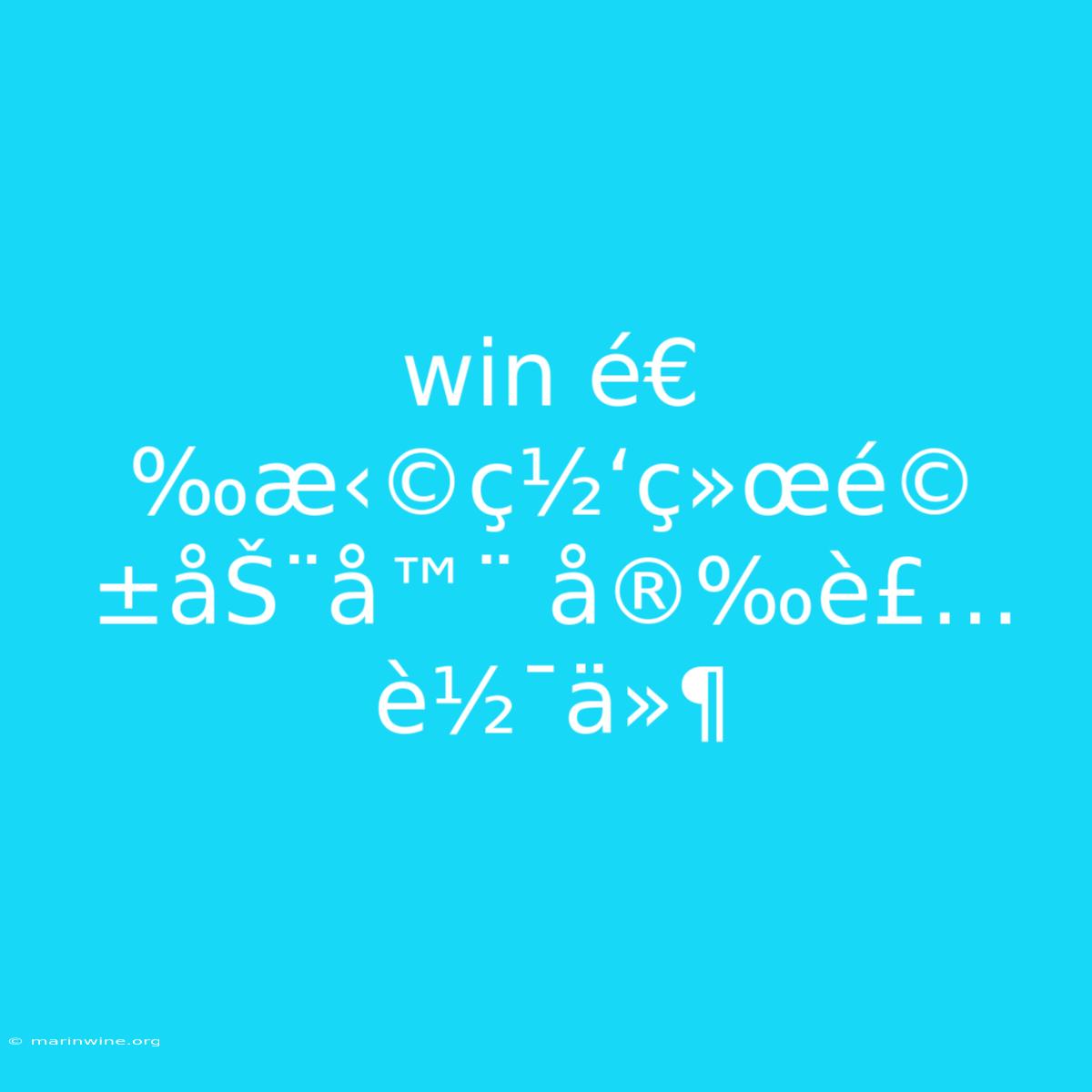 Win É€‰æ‹©ç½‘ç»œé©±åŠ¨å™¨ Å®‰è£…è½¯ä»¶