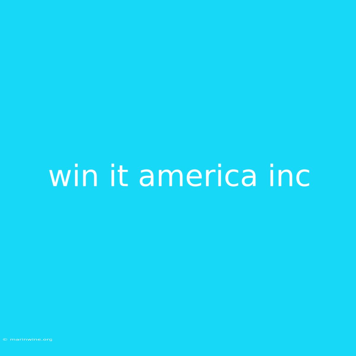 Win It America Inc