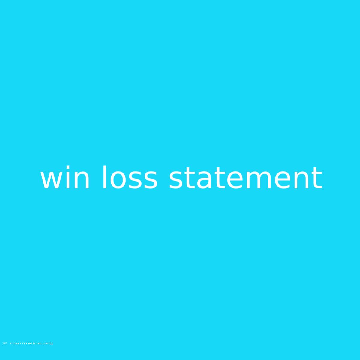 Win Loss Statement