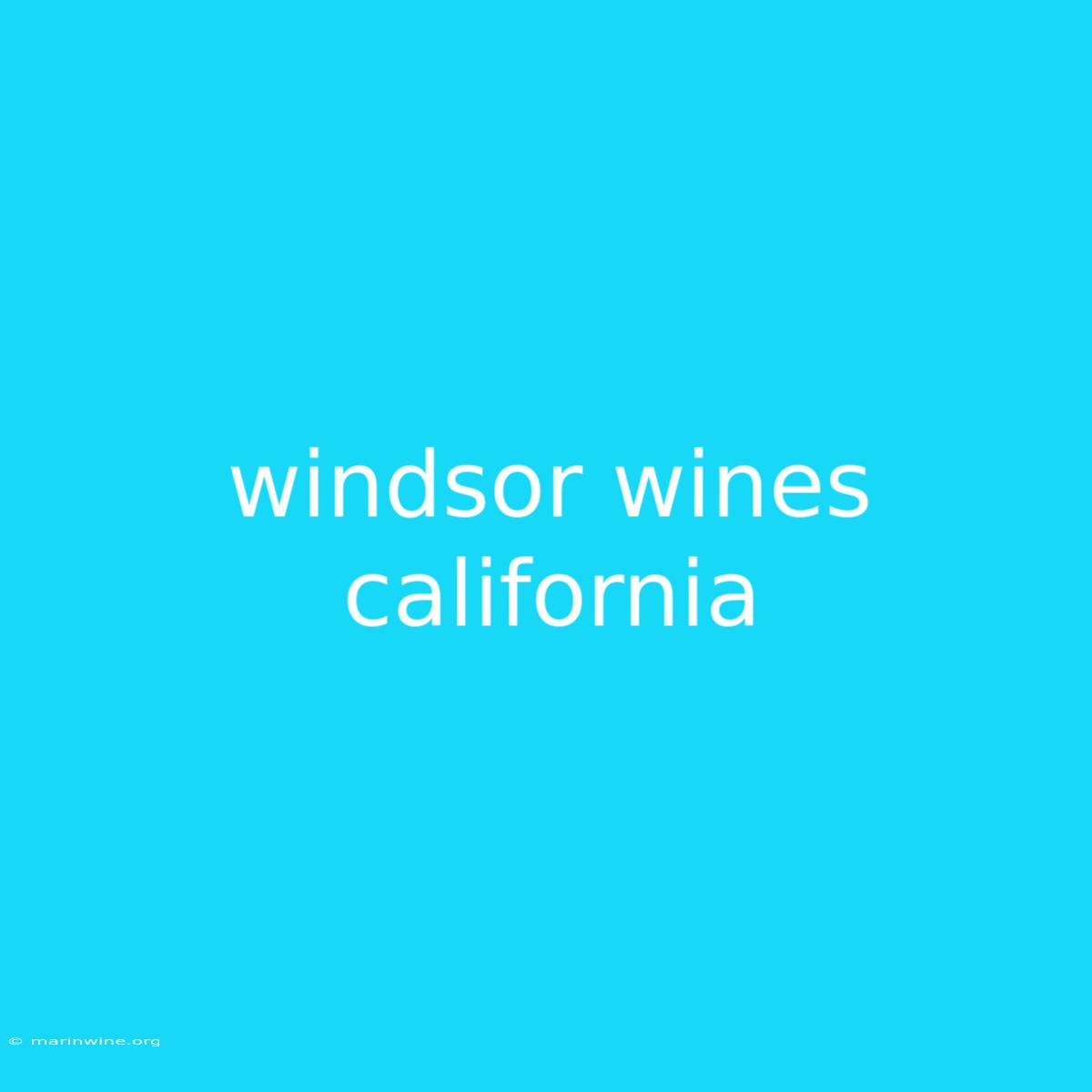 Windsor Wines California