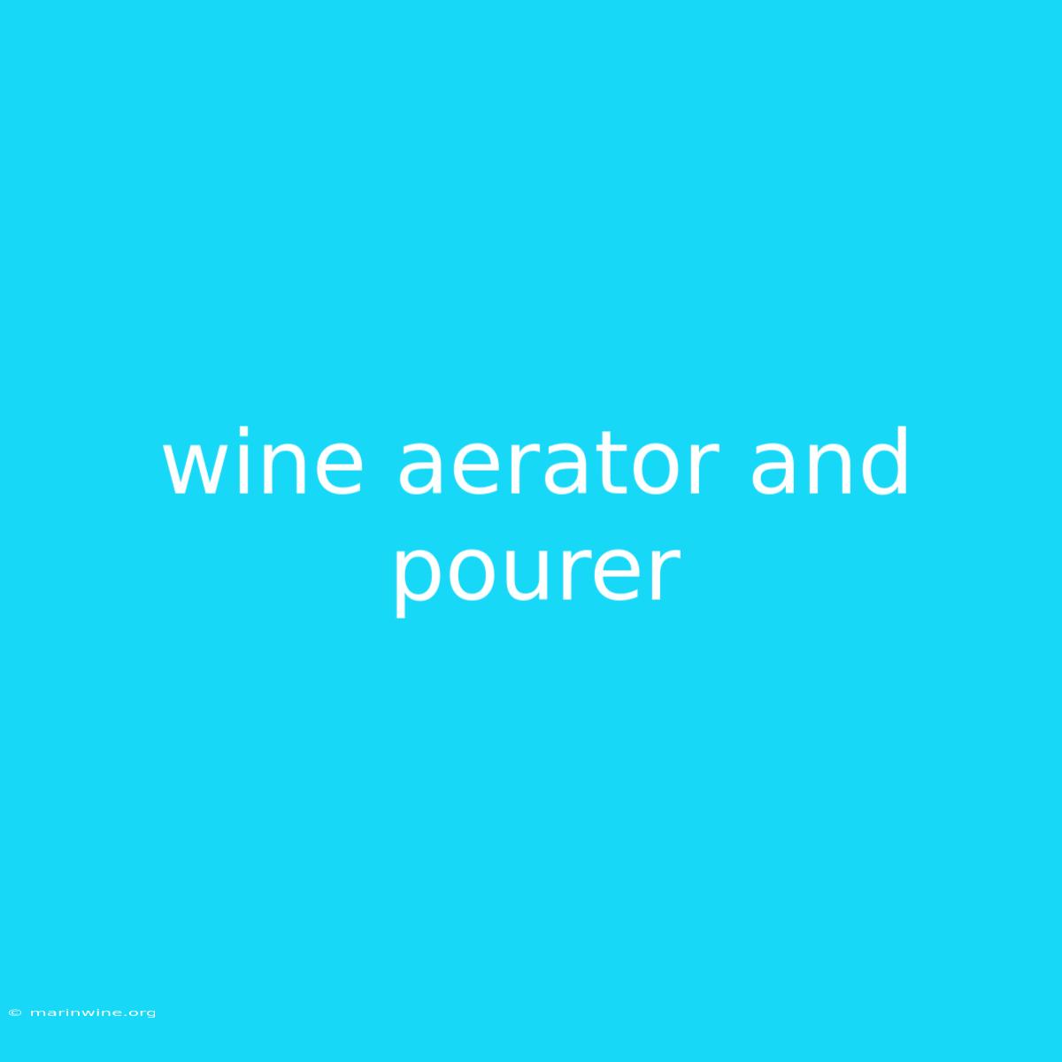 Wine Aerator And Pourer