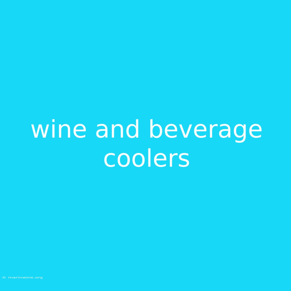 Wine And Beverage Coolers