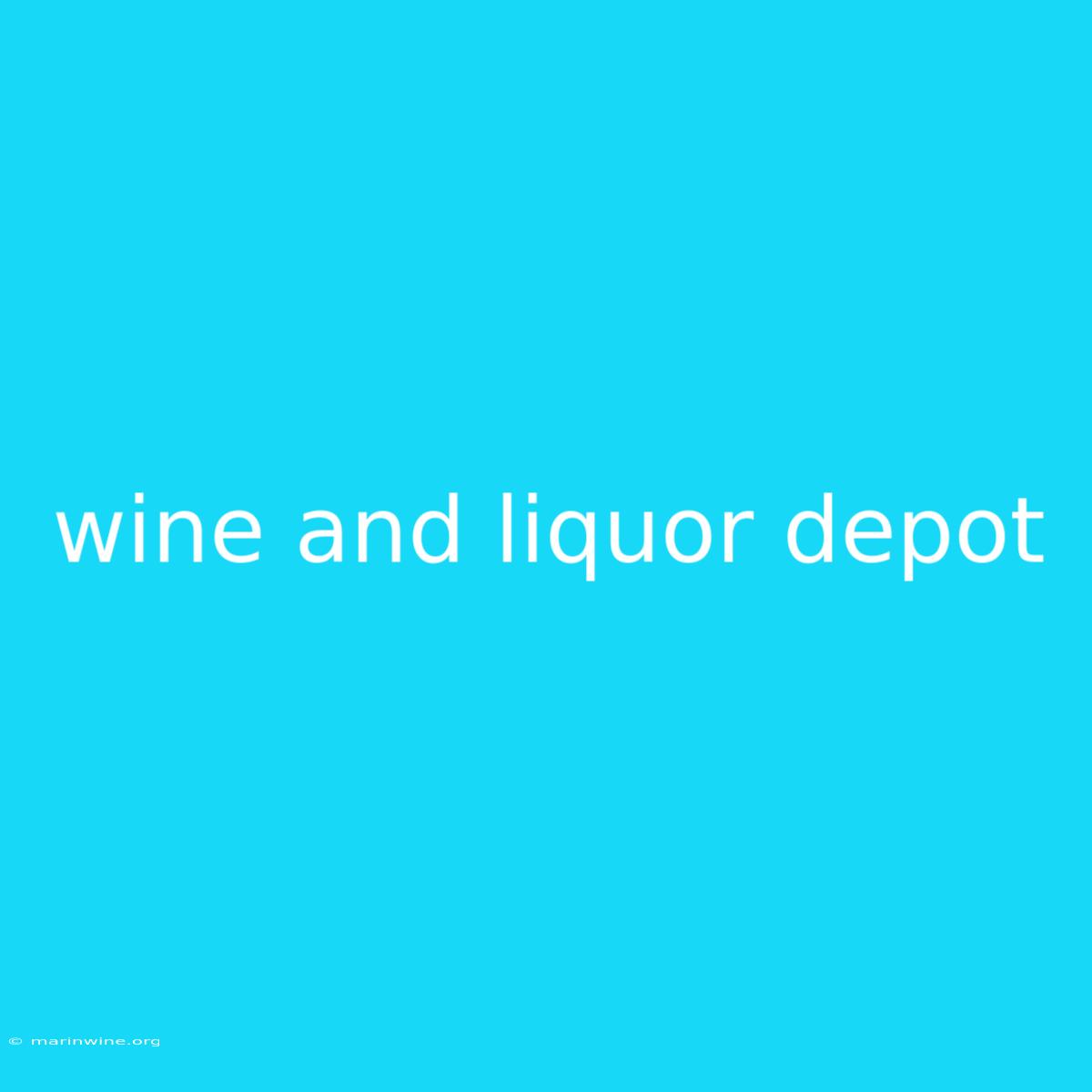 Wine And Liquor Depot