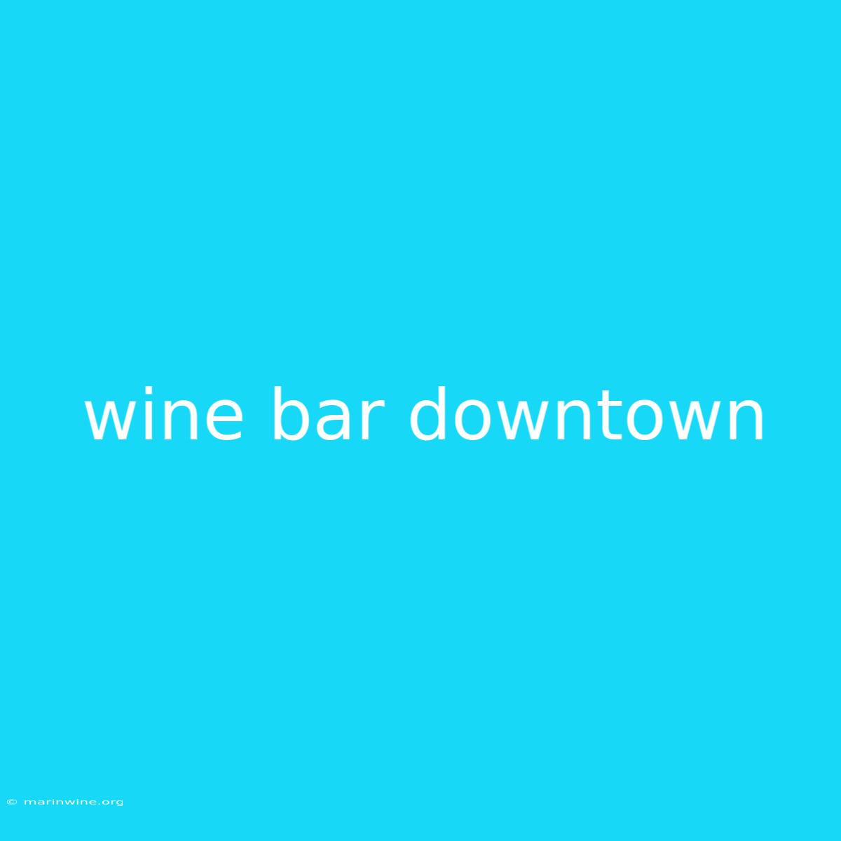 Wine Bar Downtown