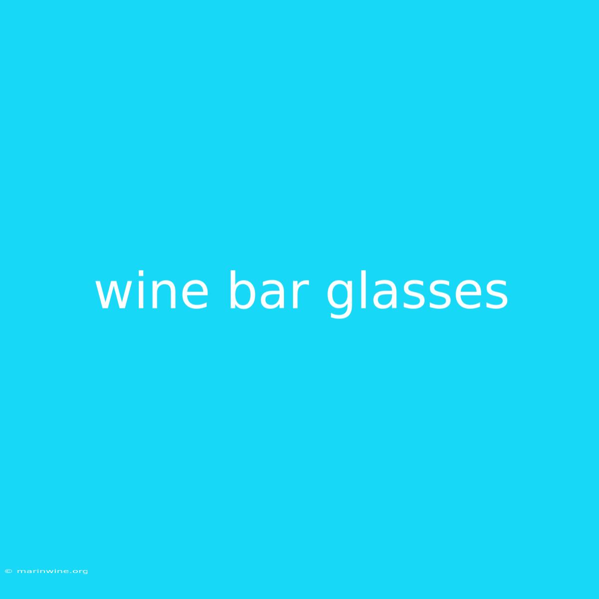 Wine Bar Glasses