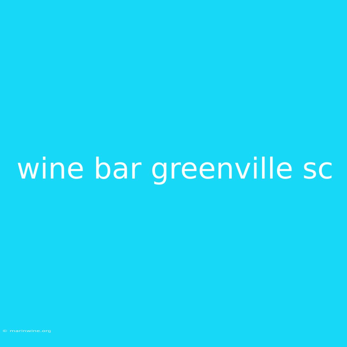 Wine Bar Greenville Sc