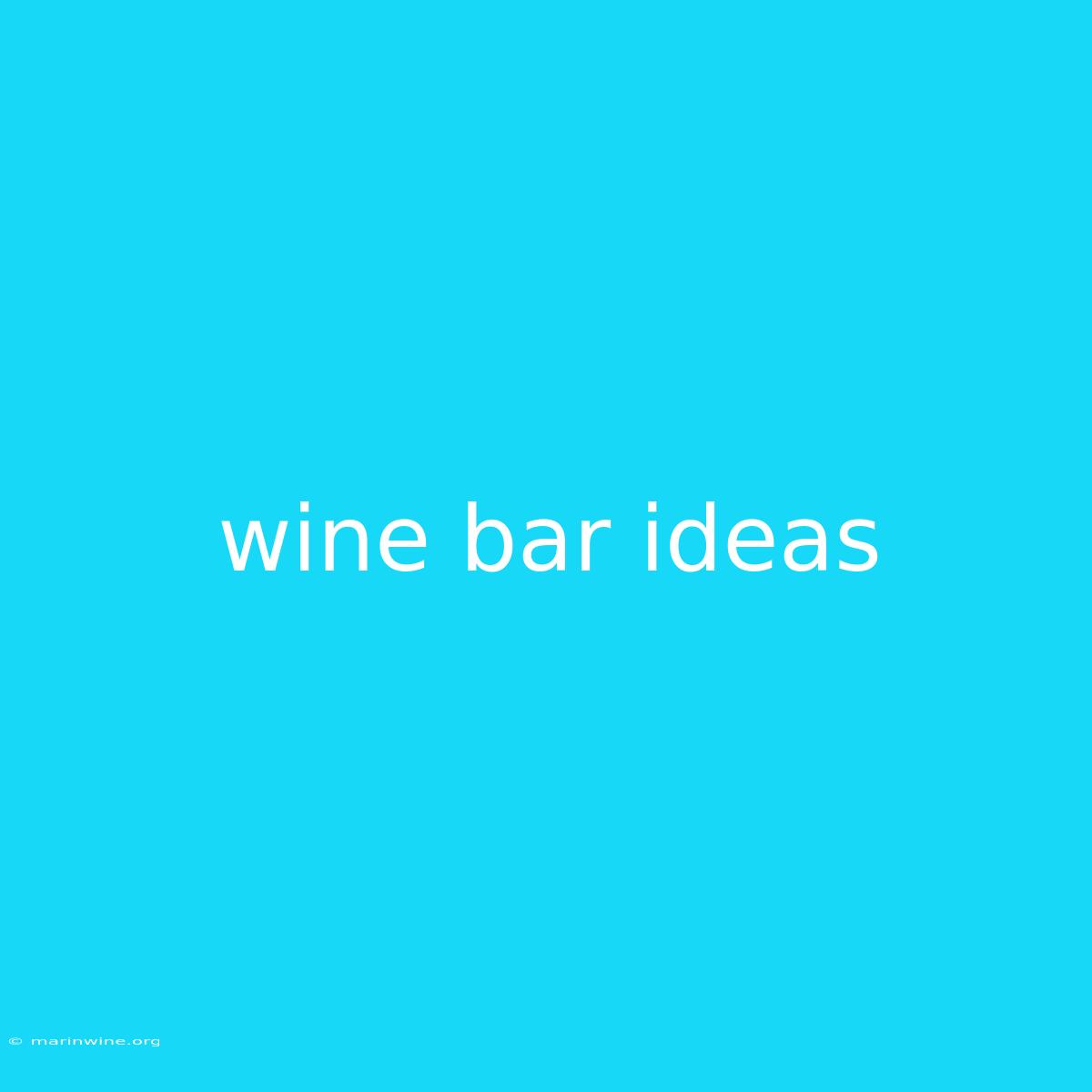 Wine Bar Ideas