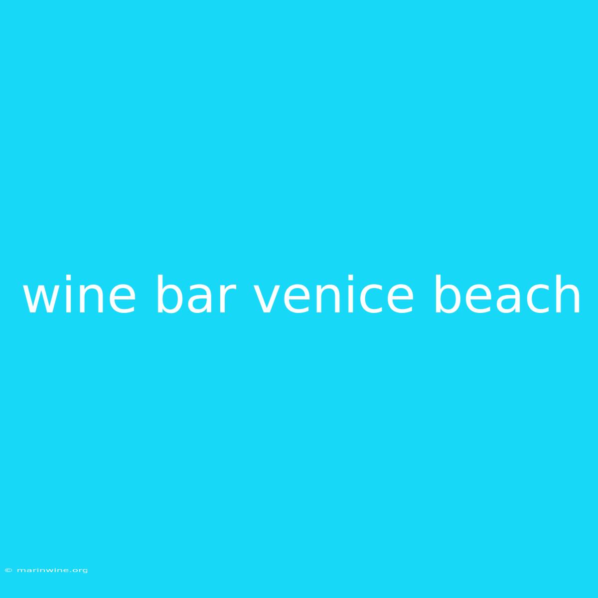 Wine Bar Venice Beach