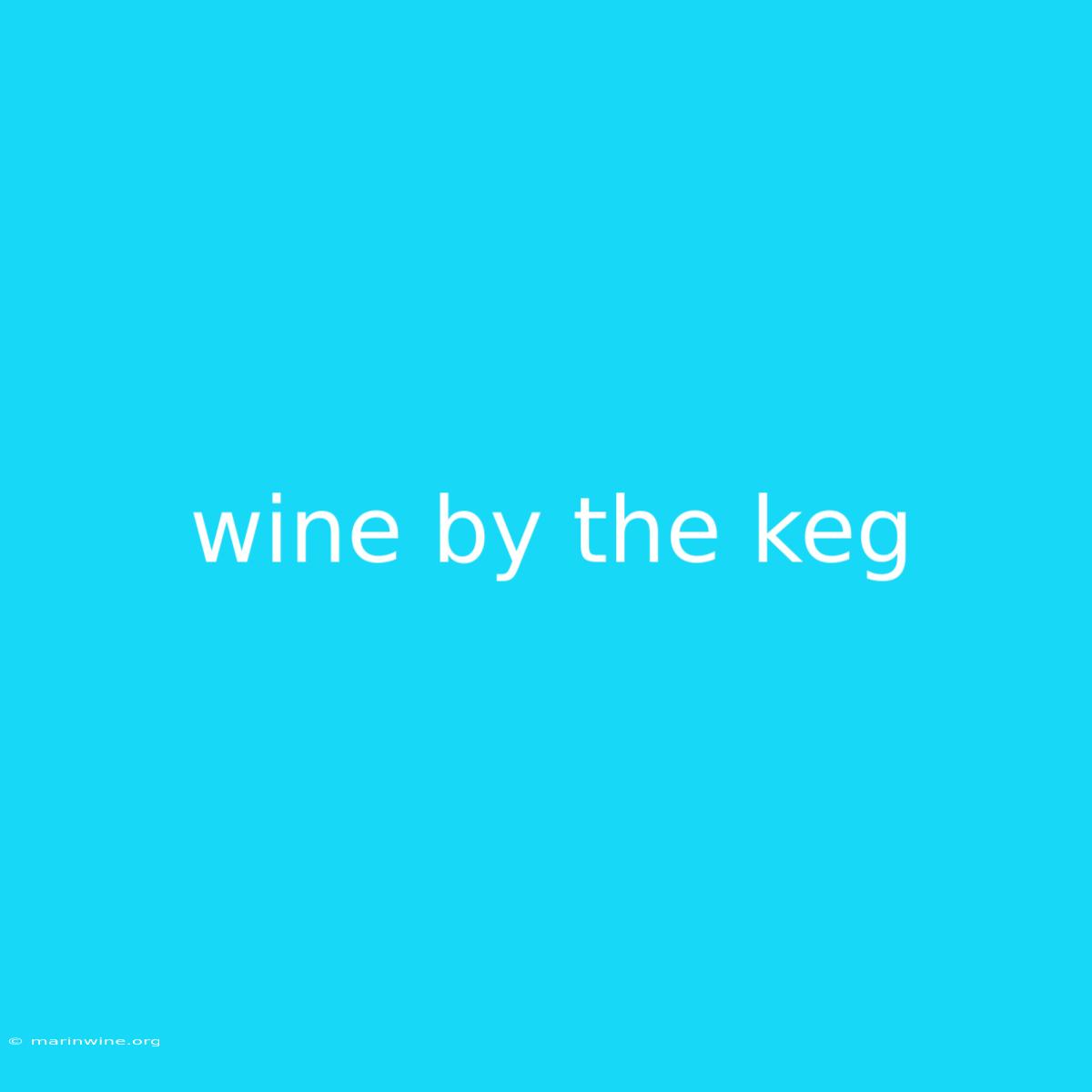 Wine By The Keg