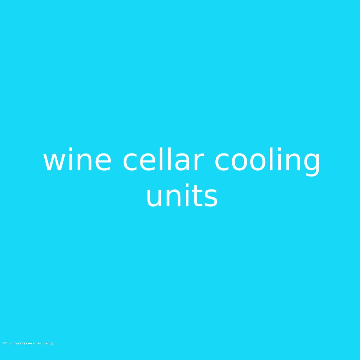 Wine Cellar Cooling Units