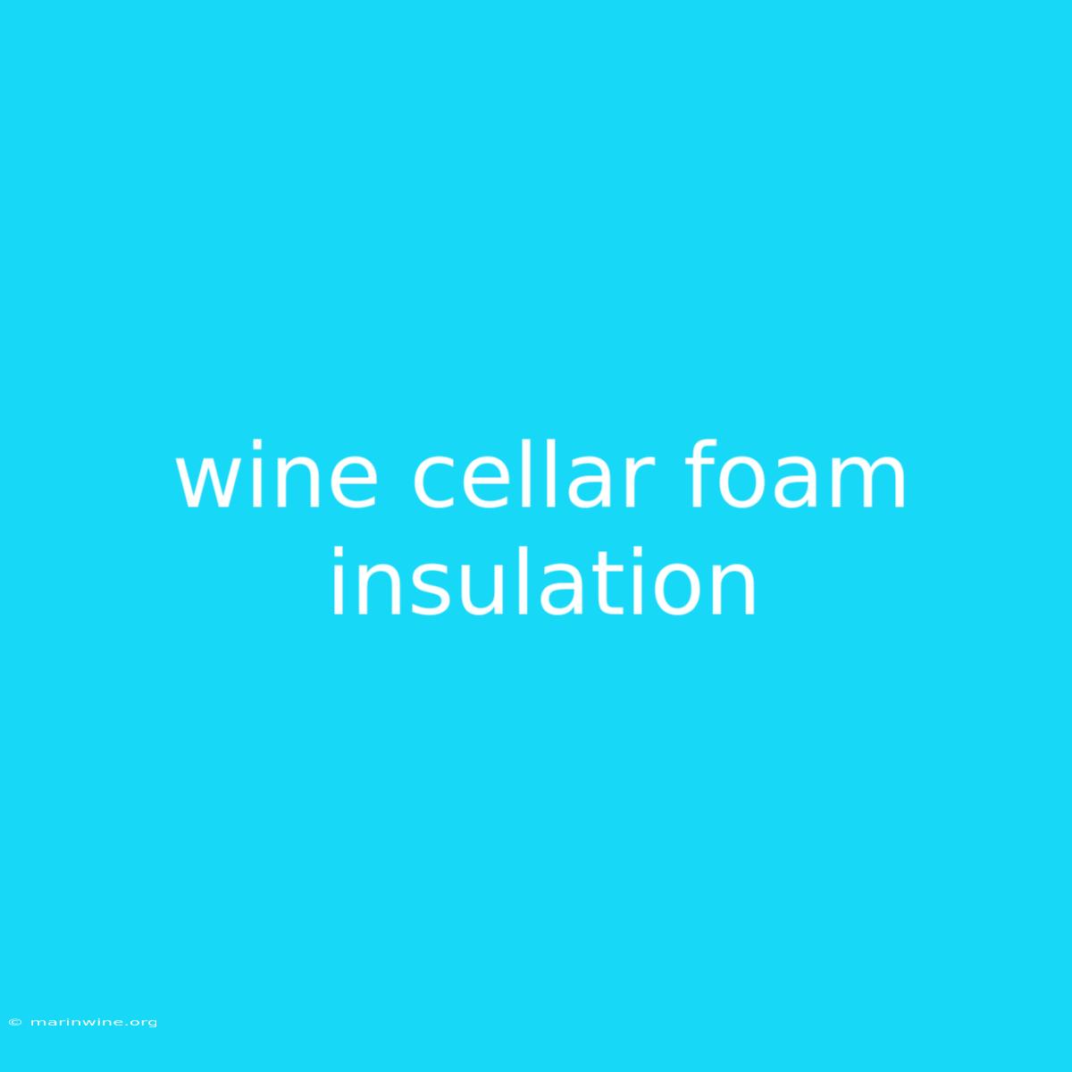 Wine Cellar Foam Insulation