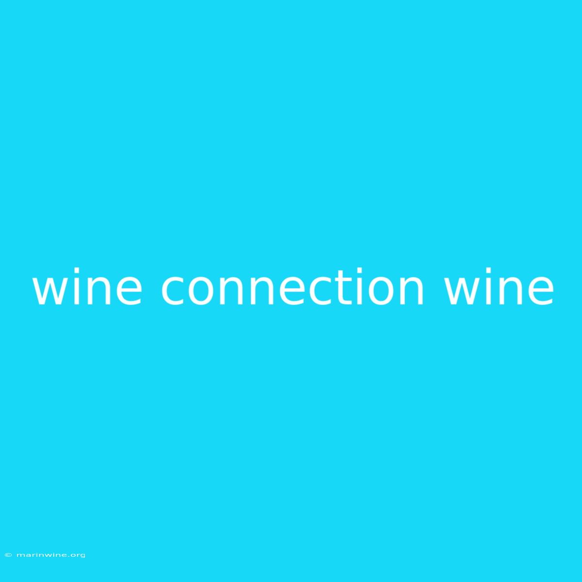 Wine Connection Wine