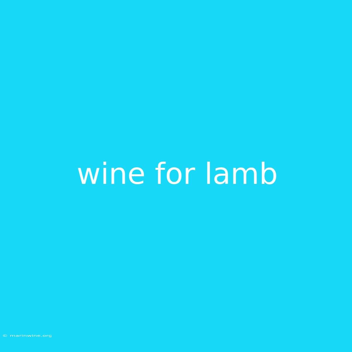 Wine For Lamb