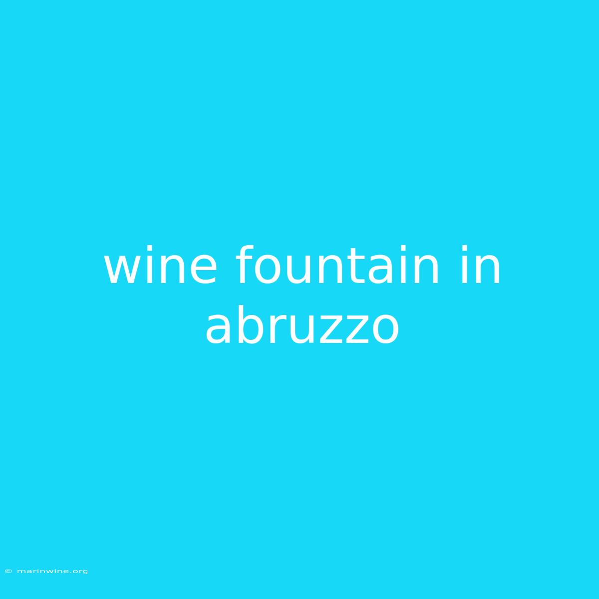 Wine Fountain In Abruzzo