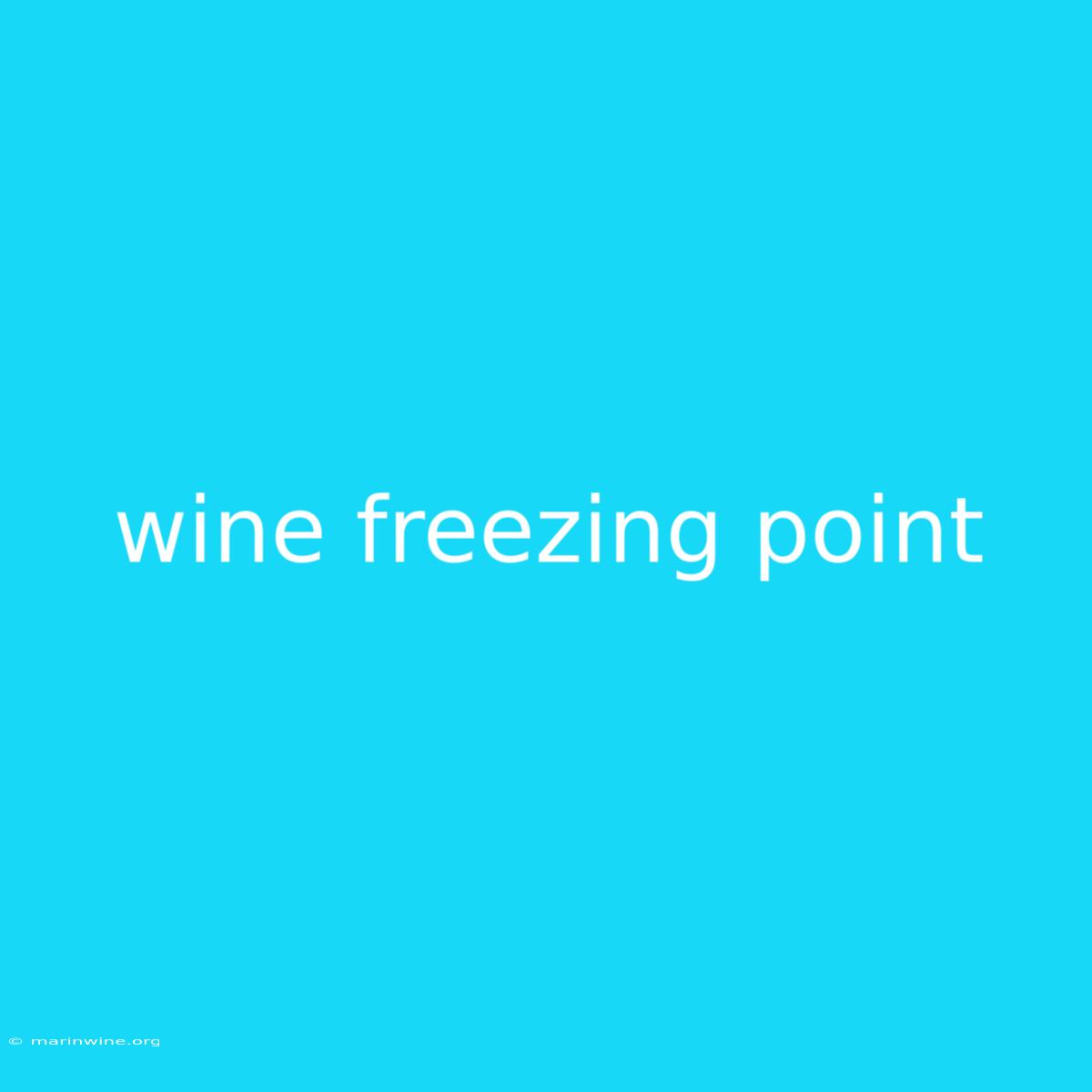 Wine Freezing Point